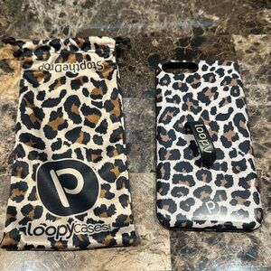 Apple iPhone 8 Plus leopard print loopy phone case with dust bag.